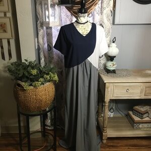 MISSLOOK color block short sleeve maxi dress